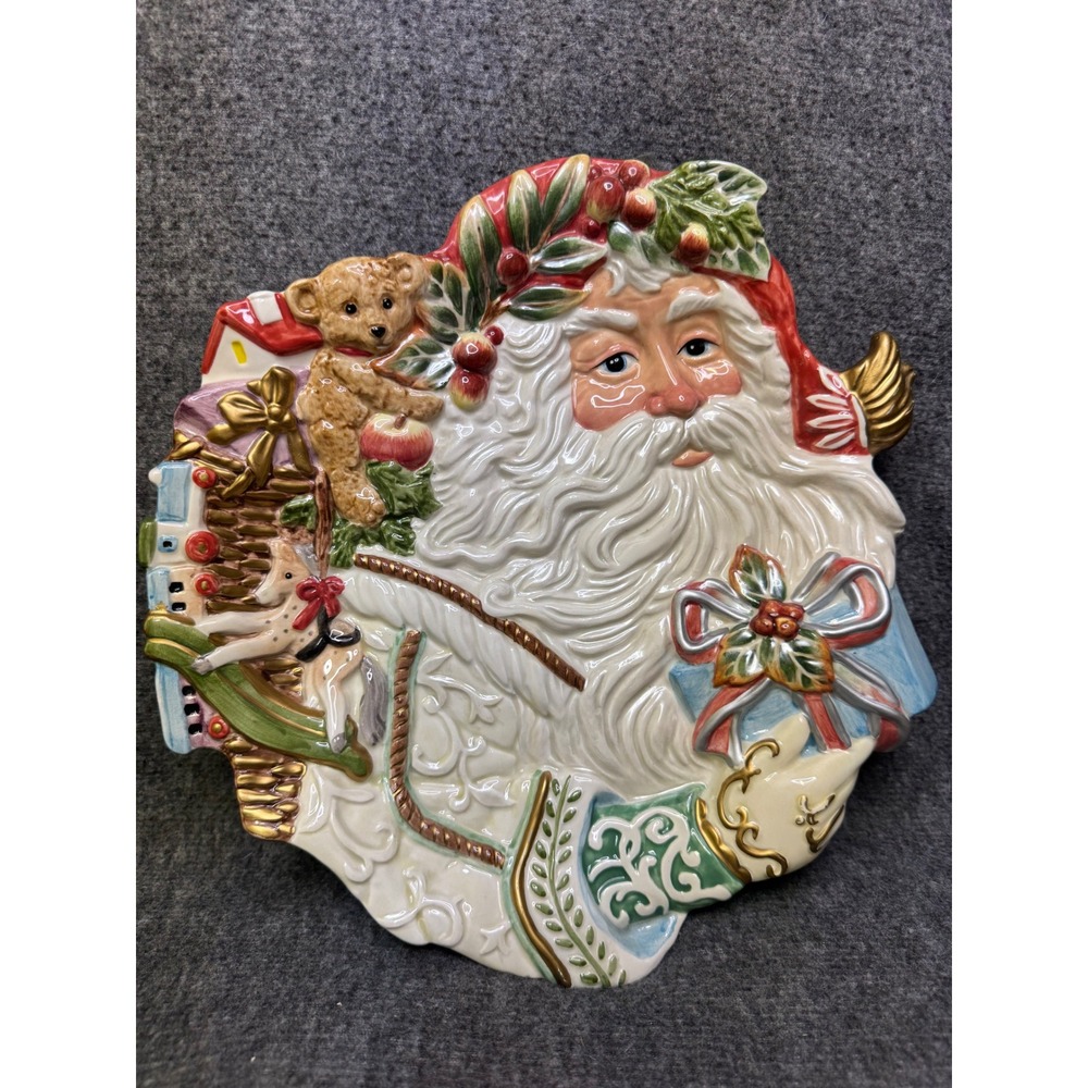 Fitz and Floyd Enchanted Holiday Santa Canape Plate Vintage 2002 Wall Decor 10in